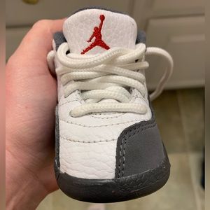 New Air Jordan Taxi 12 Retro White and Gray Toddler Sneakers size 2C